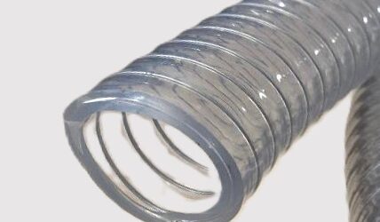 clear tubing or hose with steel wire helix